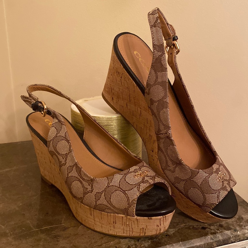 Coach cork wedge sandals